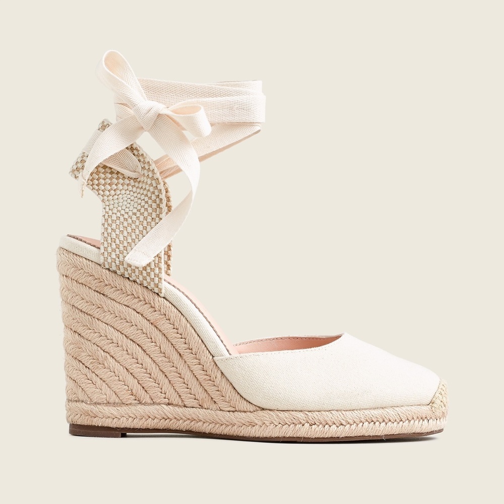 New JCREW Round-toe Canvas Espadrille Wedges in Natural - Picture 2 of 5